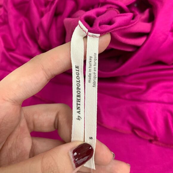 Anthropologie Asymmetrical Ruffle Cami Women XS Extra Small Raspberry Tiered - Picture 9 of 13